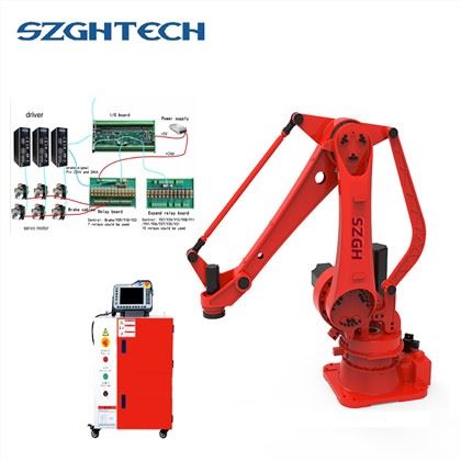 SZGH company has 25 models robot arms in mass production: including generalpurpose, welding, spraying, 
palletizing, grinding and handling types. All models are equipped with an intelligent robot control system which independently developed by us.
